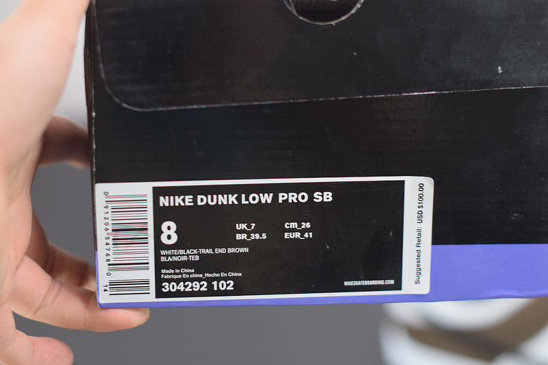 nike dunk low white black trail end brown 304292-102